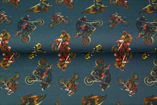 Lade das Bild in den Galerie-Viewer, EUR 17,90/m French Terry Motorräder Bikes Motorcross Rennfahrer 0,50mx1,50m Art 3070
