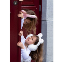 Load image into Gallery viewer, Ohrenwärmer Kinder mit Schleife rosa faltbar (klappbar) one size mitwachsend OW6
