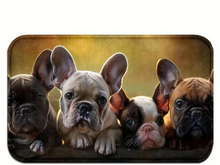 Ladda upp bild till gallerivisning, Türmatte Französische Bulldoggen Welpen 75x45cm waschbar Hunde Küchenmatte TM68
