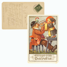 Załaduj obraz do przeglądarki galerii, Antike originale gelaufene Postkarte Karikatur &quot;Gruss vom Salvator&quot; um1908 PK 25

