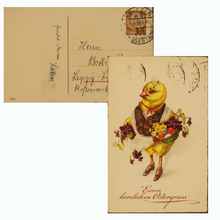 Załaduj obraz do przeglądarki galerii, Antike originale gelaufene Postkarte 1936 Fröhliche Ostern Küken PK43
