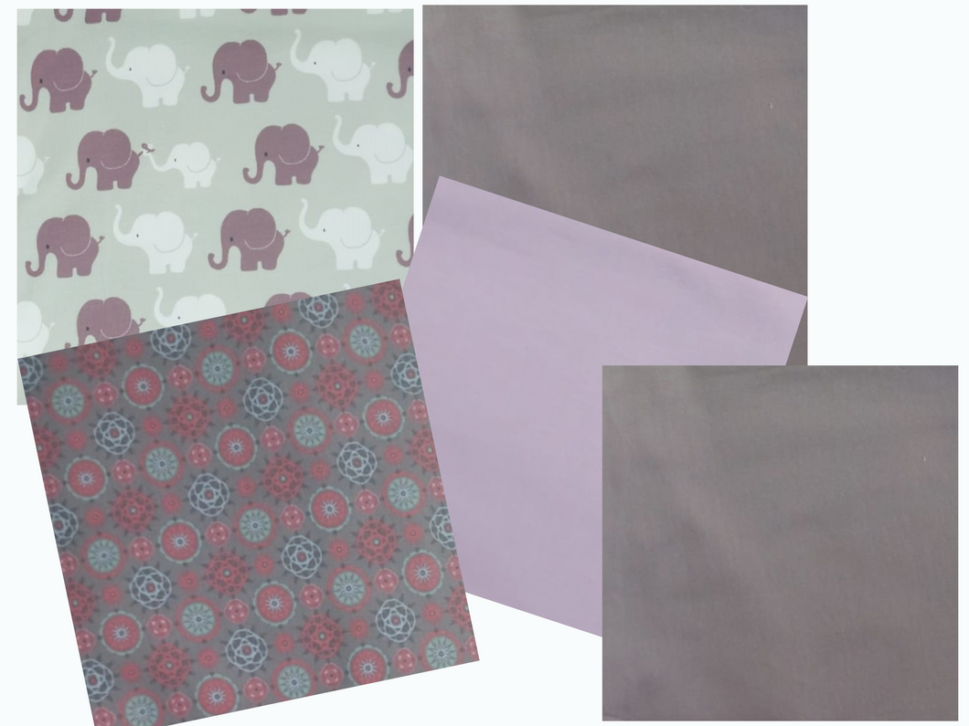 Stoffpaket Jersey + Bündchen 4,18m Elefant Uni Ornamente nähen Kinder SO12