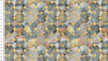 Carregar imagem no visualizador da galeria, EUR 17,90/m Viskosejersey Orientalische Kreise DIGITALDRUCK in Grau-Gold oder Bordeaux-Gold 0,50mx1,50m Art 3276

