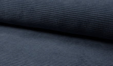 Charger l&#39;image dans la galerie, EUR 13,90/m Nicki- Cord elastisch quer gestreift, in Jeans, Altrosa, Mauve, Taupe und Dunkelbraun 0,50mx1,45m Art 3279
