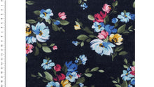 Carregar imagem no visualizador da galeria, EUR 17,90/m Alpensweat Blumen &amp; Uni Jeansoptik zum kombinieren marineblau oder schwarz 0,50mx1,50m Art 3296
