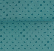 Carregar imagem no visualizador da galeria, EUR 9,00/m Bünchen Sterne Strickware in helles Mint, Mint, Hellblau-Blau, Salomon, Weiß-Grau 0,50mx0,70m Art 3238
