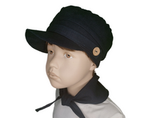Lade das Bild in den Galerie-Viewer, Vintage Mütze Jungs &amp; Mädchen mit Tuch versch. Größen Naviblau Handgefertigt M5
