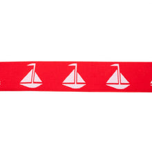 Carregar imagem no visualizador da galeria, EUR 2,40/m Gummibänder elastisch, 40 mm, doppelseitig bedruckt, Boote Anker maritim, Blau-Weiß oder Rot-Weiß 100cmx4cm KW55
