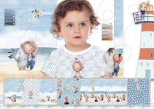 Lade das Bild in den Galerie-Viewer, Jersey 3er Panel DIGITAL Stenzo Möwen Strand Mädchen Stoff für Kinder 0.75mx1.50m Art 3376

