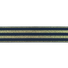 Cargar imagen en el visor de la galería, EUR 2,99/m Gummibänder 4cm breit, Streifen und Love mit goldenen oder silbernen Glitzereffekt KW102
