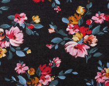Cargar imagen en el visor de la galería, EUR 17,90/m Alpensweat Blumen &amp; Uni Jeansoptik zum kombinieren marineblau oder schwarz 0,50mx1,50m Art 3296
