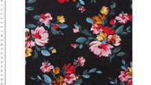 Lade das Bild in den Galerie-Viewer, EUR 17,90/m Alpensweat Blumen &amp; Uni Jeansoptik zum kombinieren marineblau oder schwarz 0,50mx1,50m Art 3296
