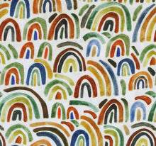 Carregar imagem no visualizador da galeria, Musselin, Double Gauze, mit Regenboge, Safaritiere, Blätter und Unistoff zum kombinieren 0,50m Art 3020
