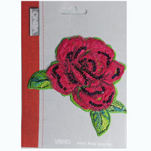 Lade das Bild in den Galerie-Viewer, Bügelbild Aufnäher VENO 11 x 13 cm Rose bestickt mit Pailletten KW234

