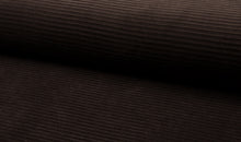 Load image into Gallery viewer, EUR 13,90/m Nicki- Cord elastisch quer gestreift, in Jeans, Altrosa, Mauve, Taupe und Dunkelbraun 0,50mx1,45m Art 3279
