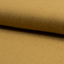 Carregar imagem no visualizador da galeria, EUR 11.90/m Musselin, Double Gauze Foliendruck glitzernde Punkte, Foil Dots bunt gold 0,50mx1,40m Art 3345
