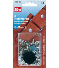 Load image into Gallery viewer, PRYM Hohlnieten Klemmber 9mm silber 15 Stück KW227
