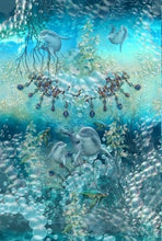 Lade das Bild in den Galerie-Viewer, Jersey 3er Panel DIGITAL Stenzo Delfine Schildkröten Meer, für Kinder 0.75mx1.50m Art 3356
