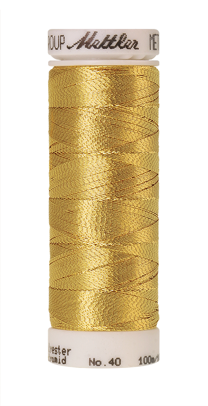 METTLER METALLIC, Nähgarn zum Sticken & Ziernähte, 100 m 7633 Farbe Gold, Inka Gold (2108) 1 von 15 Farben