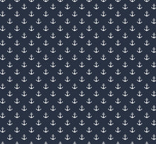 Cargar imagen en el visor de la galería, EUR 13,90/m Beschichtete Baumwolle, Wachstuch maritim mit großen oder kleine Ankern, 0,50mx1,48m Art 3142
