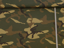Cargar imagen en el visor de la galería, EUR 13,90/m Jersey Camouflage, Army-Grün Braun Beige Schwarz Tarnflecken 0,50mx1,45m Art 2713
