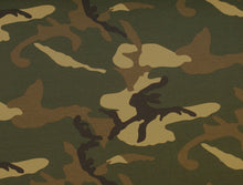 Cargar imagen en el visor de la galería, EUR 13,90/m Jersey Camouflage, Army-Grün Braun Beige Schwarz Tarnflecken 0,50mx1,45m Art 2713
