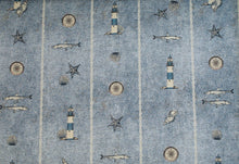 Load image into Gallery viewer, EUR 22,90/m Gobelin, zwei Motive zum kombinieren, maritim Boote Fische Leuchtturm Seestern Seile Dekostoff 0,50mx1,40m Art 3256
