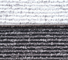 Cargar imagen en el visor de la galería, EUR 12,90/m Baumwolle mit Noten in zwei Farben 0,50mx1,50m Art 3083
