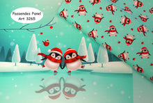 Load image into Gallery viewer, EUR 18,90/m French Terry Pinguine Mint Weiß Rot für Kinder 0,50mx1,50m Art 3266
