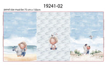 Załaduj obraz do przeglądarki galerii, Jersey 3er Panel DIGITAL Stenzo Möwen Strand Mädchen Stoff für Kinder 0.75mx1.50m Art 3376
