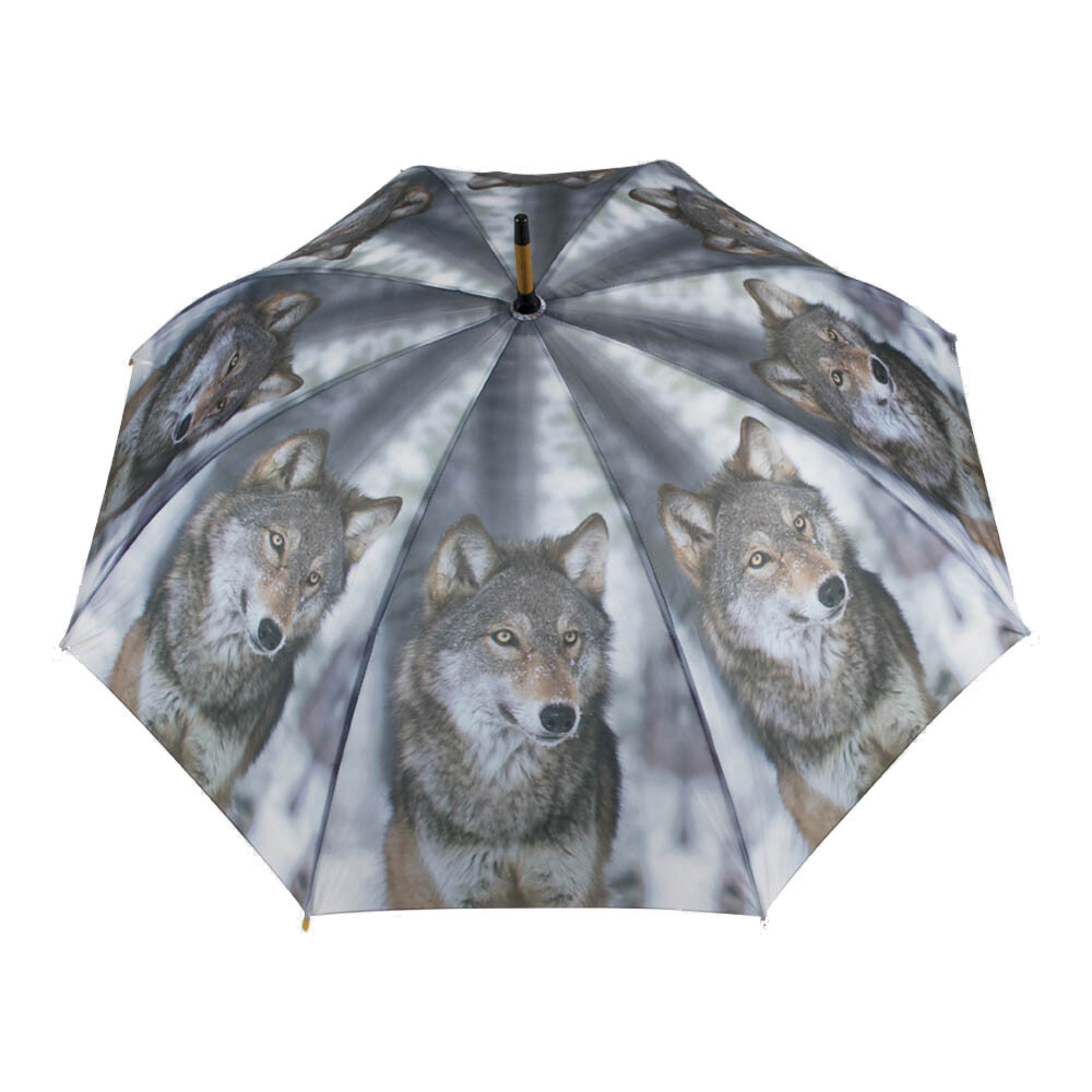Mars & More Stock- Regenschirm Wolf Natur RS24
