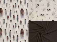 Cargar imagen en el visor de la galería, Musselin, Double Gauze mit Federn, Vögeln und ein Unistoff zum kombinieren 0,50m Art 3022

