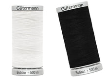 Cargar imagen en el visor de la galería, Gütermann Bobbin Stickgarne Unterfaden schwarz oder weiß Farben SGB2
