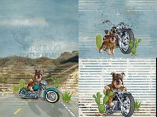 Cargar imagen en el visor de la galería, Jersey Panel mit drei Motiven auf einer Stoffbahn, Motorräder, Biker-Dogs, Bikes 0,75mx1,50m Art 3111
