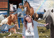 Lade das Bild in den Galerie-Viewer, Panel &quot;Girls love Horses&quot; Pferde French Terry, Sweat-Stoff für Mädchen 0,75mx1,50m Art 2623
