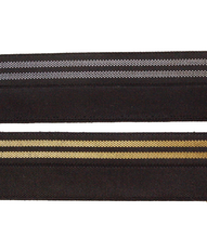 Cargar imagen en el visor de la galería, EUR 1,45/m Gummiband, Falzgummi, Schrägband 2cm Glitzer schwarz-silber schwarz-gold elastisch Ärmelsaum Halsausschnitt Hosen 100cmx2cm KW103
