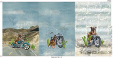 Carregar imagem no visualizador da galeria, Jersey Panel mit drei Motiven auf einer Stoffbahn, Motorräder, Biker-Dogs, Bikes 0,75mx1,50m Art 3111
