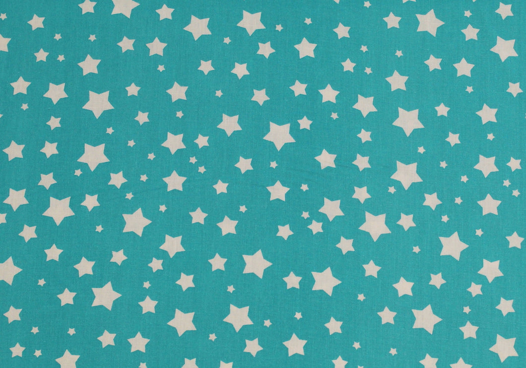 EUR 12,90/m Baumwolle Sterne Stars mint weiß zum Nähen Quilten Patchwork Basteln Dekorieren für Decken Masken Kleidung 0,50mx1,45m Art 2682