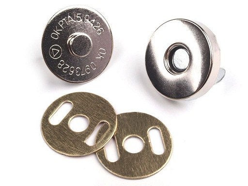 5 Sets Snap-Verschluss magnetisch Ø18 mm Packung schwarzer Nickel, silberner Nickel magnetisch für Taschen Rucksäcke Textilien KW119