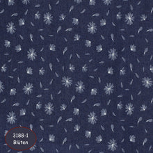 Charger l&#39;image dans la galerie, EUR 14,90/m Jeansstoffe Blüten, Punkte, Streifen in blau und hellblau 0,50m Art 3188
