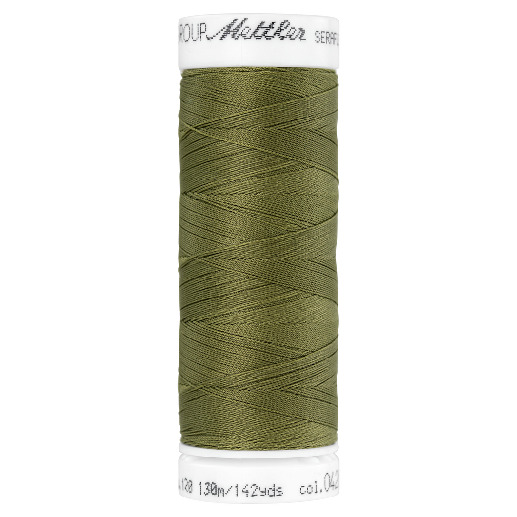 METTLER SERAFLEX Nähgarn, hochelastisches Garn,130 m 7840 Farbe Olivgrün, Oliv Drab (0420) 1 von 36 Farben