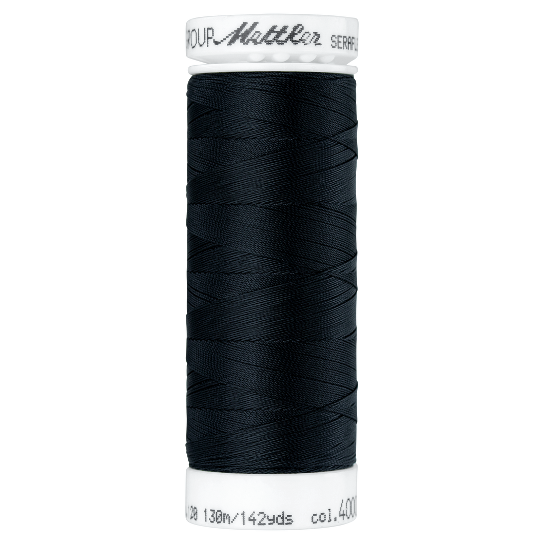 METTLER SERAFLEX Nähgarn, hochelastisches Garn,130 m 7840 Farbe Black (4000) 1 von 36 Farben